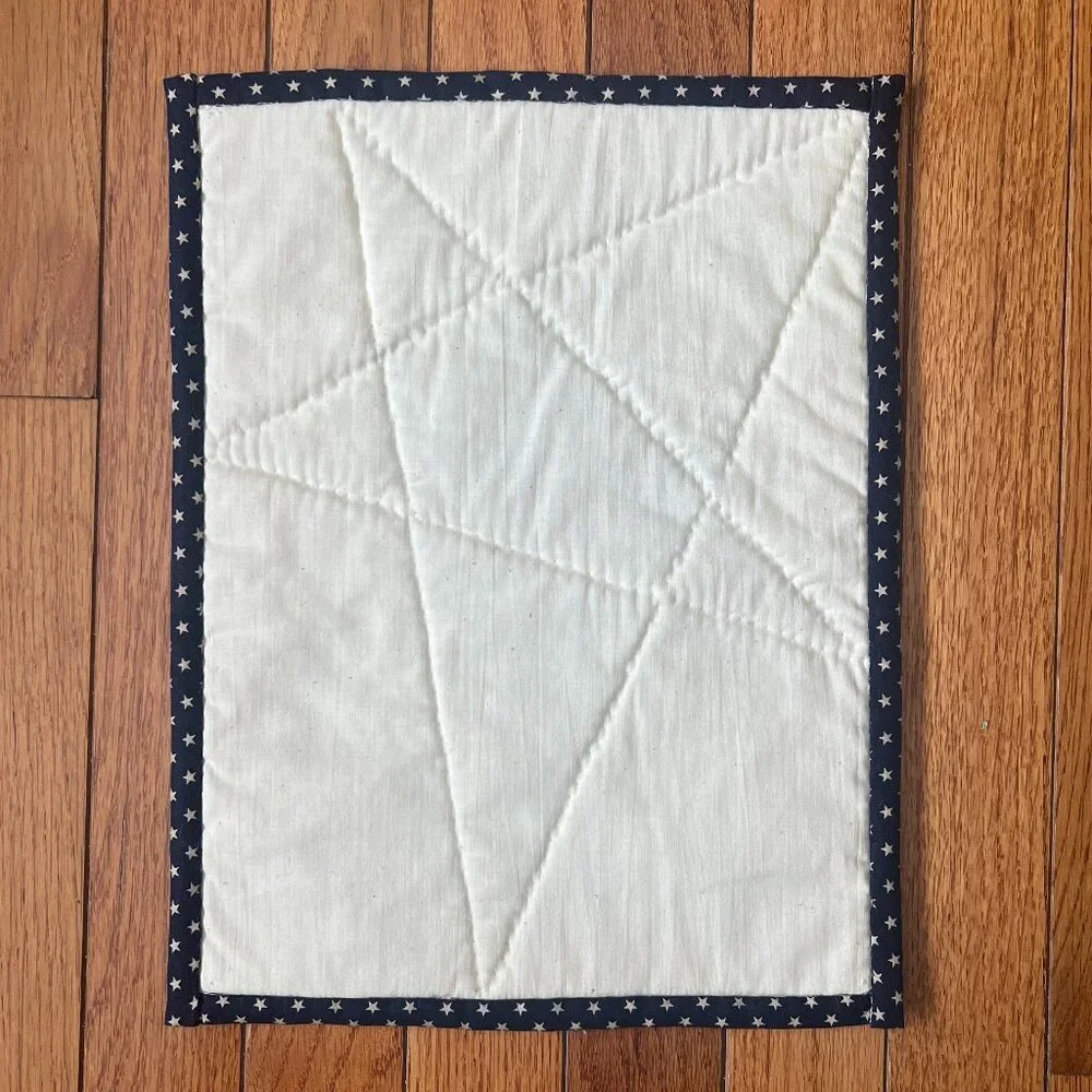 Handmade Hand Stitched Patchwork Primitive Star Quilt Placemat Table Topper